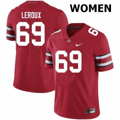 Women's Ohio State Buckeyes #69 Trey Leroux Scarlet Nike NCAA College Football Jersey July GPC6244DI